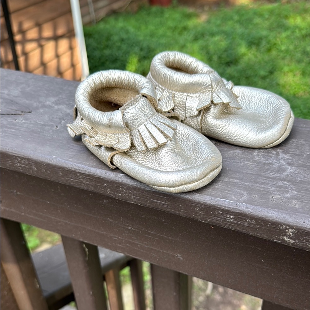 Gold Leather Baby Moccasins